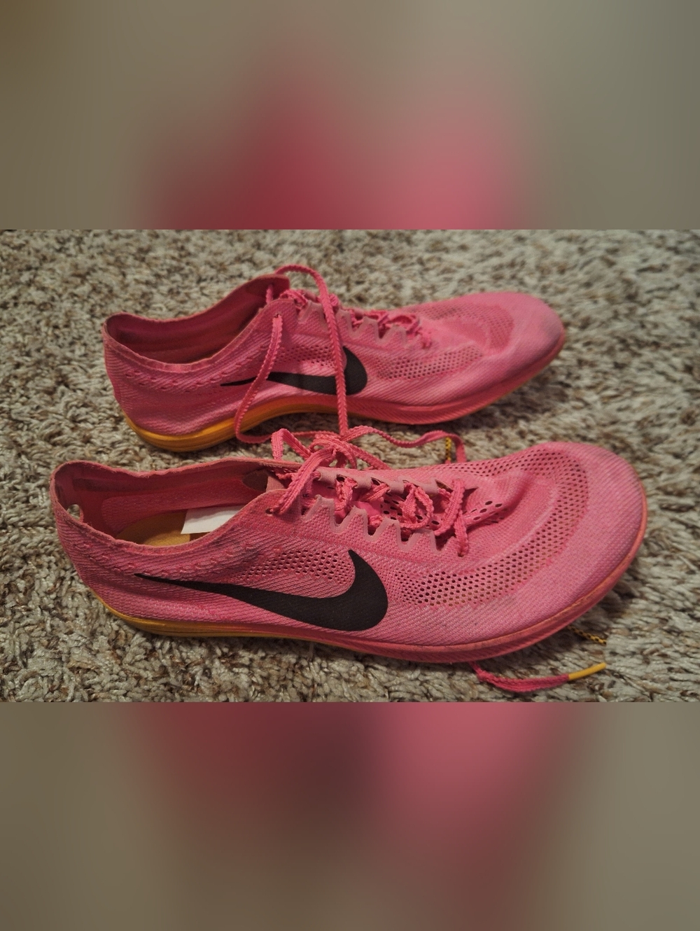Nike Zoom X Dragonfly Pink Lightweight Track Spikes Shoes with Black Swoosh